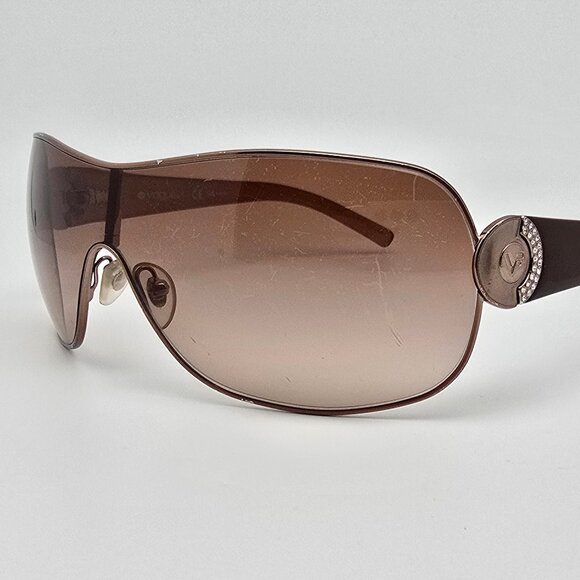 Vogue VO3738-SB 560/13 Dark Brown Rhinestone Frame Brown Lens Shield Sunglasses - Picture 1 of 14